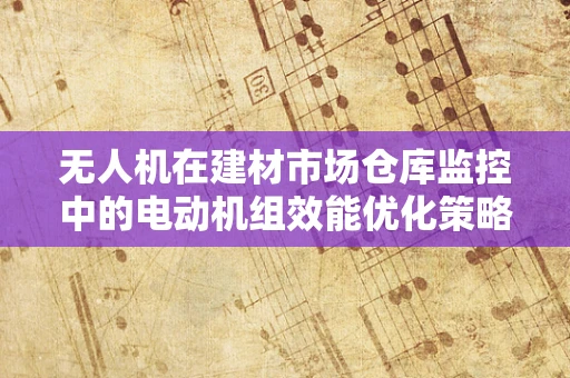 无人机在建材市场仓库监控中的电动机组效能优化策略