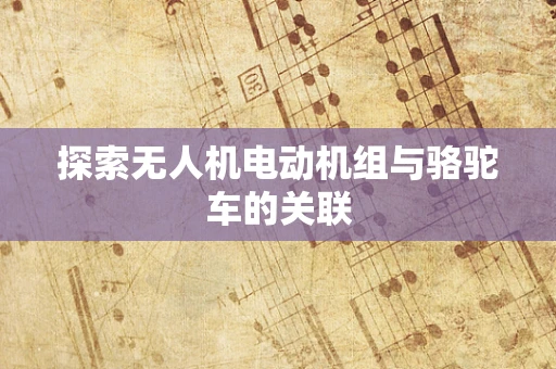 探索无人机电动机组与骆驼车的关联