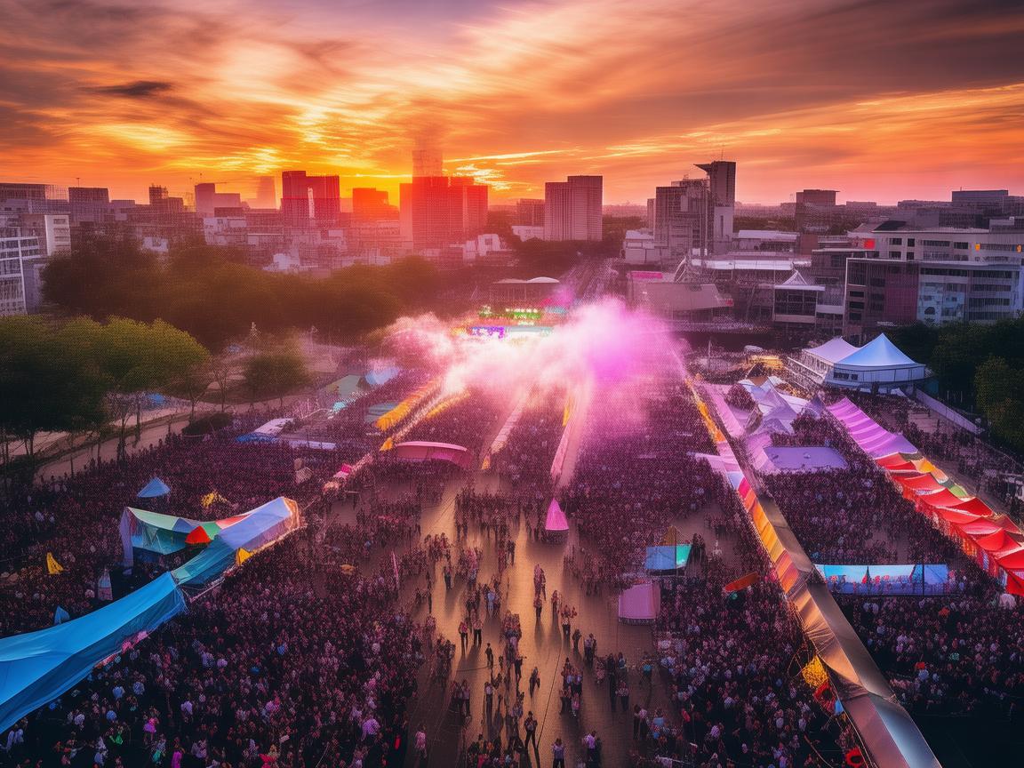 音乐节上的无人机电动机组,空中视角的狂欢盛宴 音乐节上的无人机电动机组,空中视角的狂欢盛宴