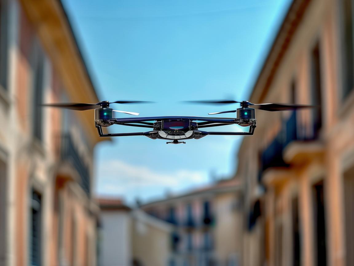 画廊街上空的无人机电力脉动