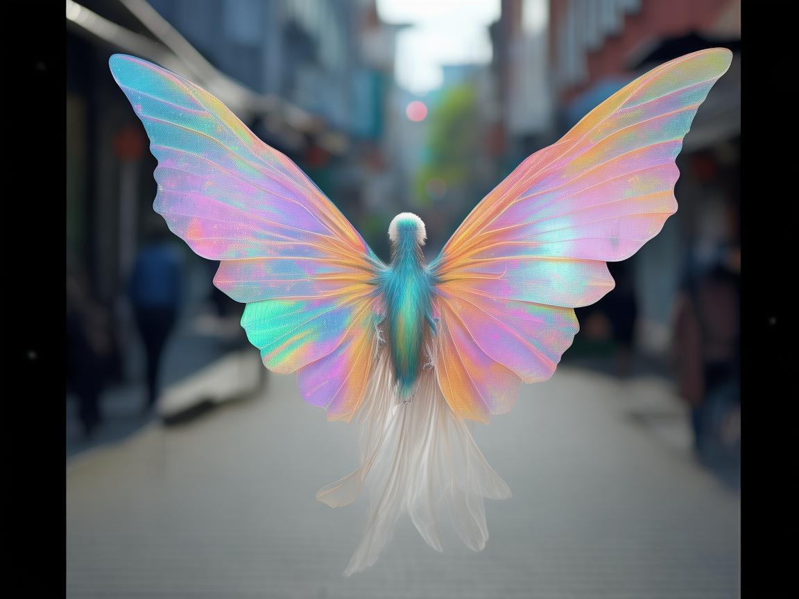 步行街上空的无人机电力精灵