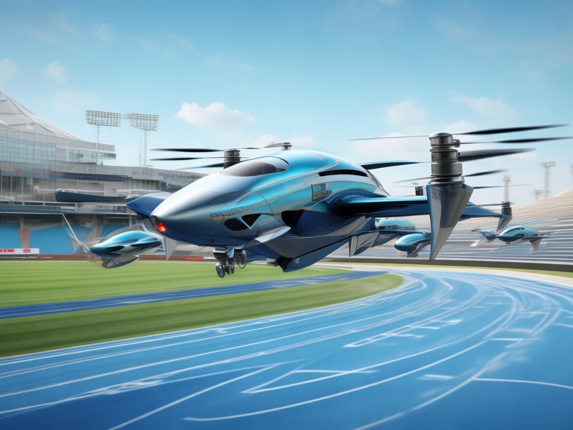 田径场上的无人机电动机组