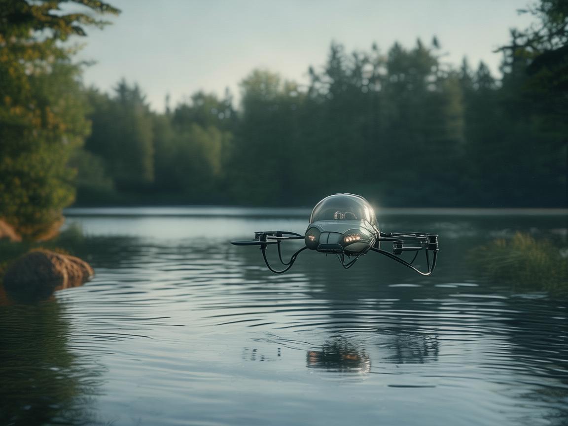 湖泊湖畔的无人机电动机组，探索与守护